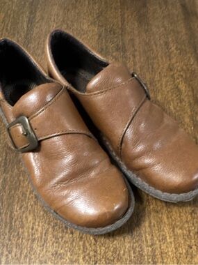 BOC Women's Brown Leather Slip-On Loafers with Buckle 7.5